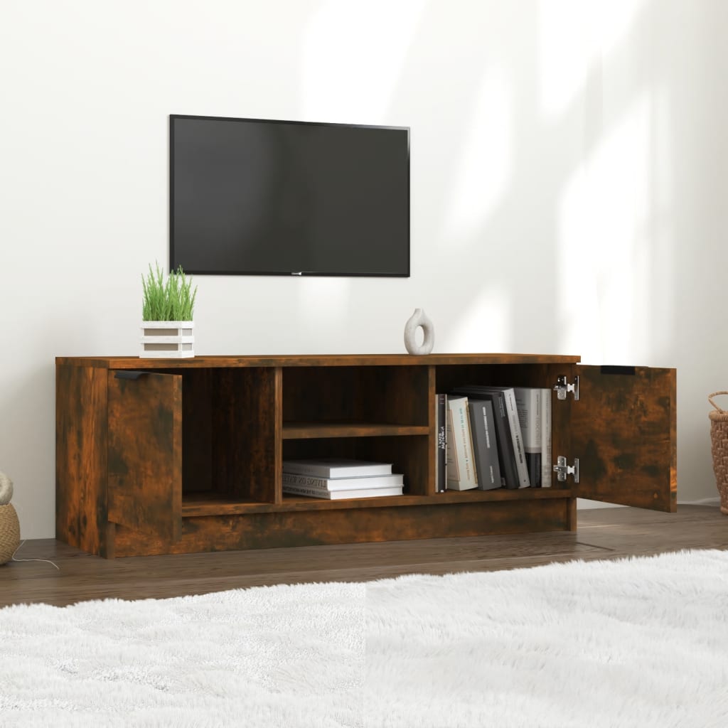 Meuble TV chêne fumé 102x35x36,5 cm matériau bois