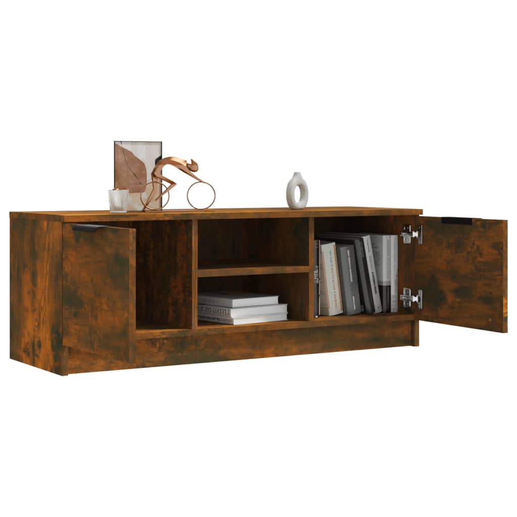Meuble TV chêne fumé 102x35x36,5 cm matériau bois