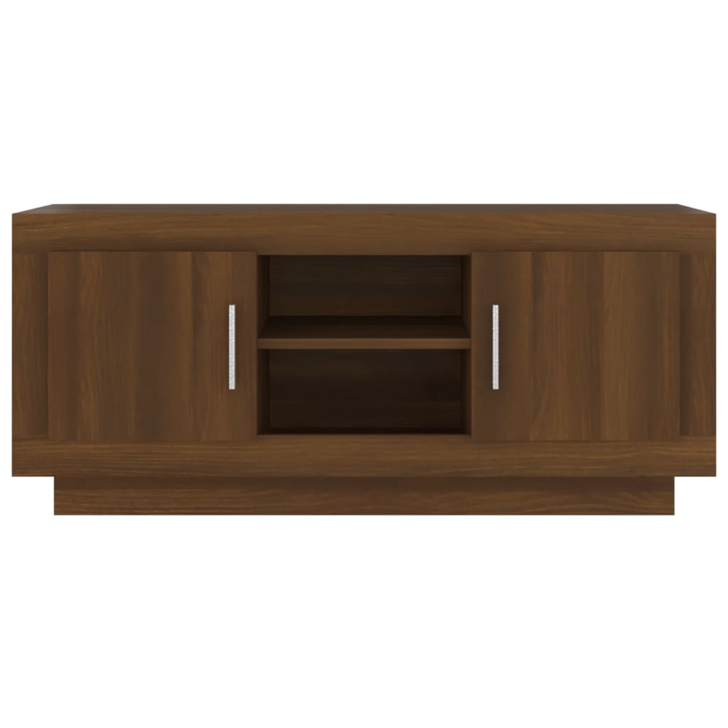 Meuble TV aspect chêne marron 102x35x45 cm matériau bois