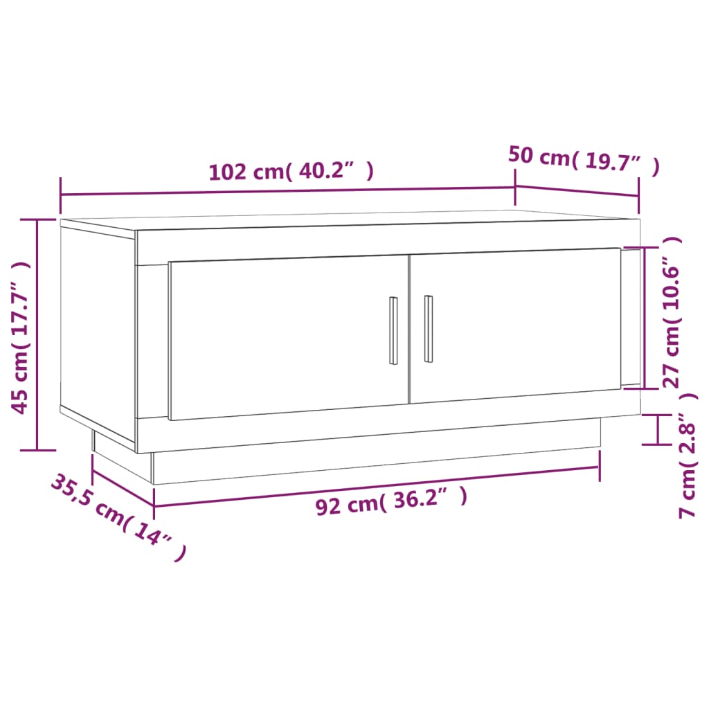 Coffee table smoked oak 102x50x45 cm wood material
