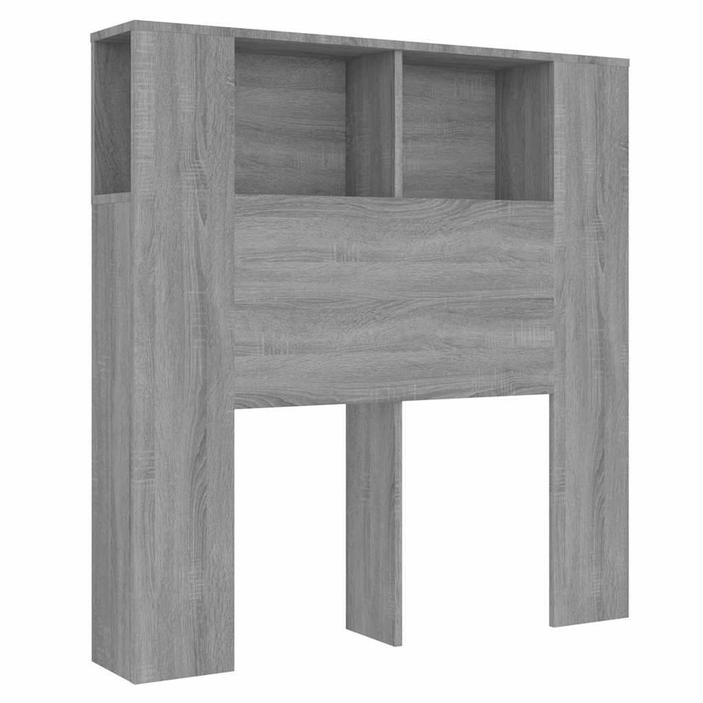 Kopfteil mit Ablagen Grau Sonoma 100x18,5x102,5 cm
