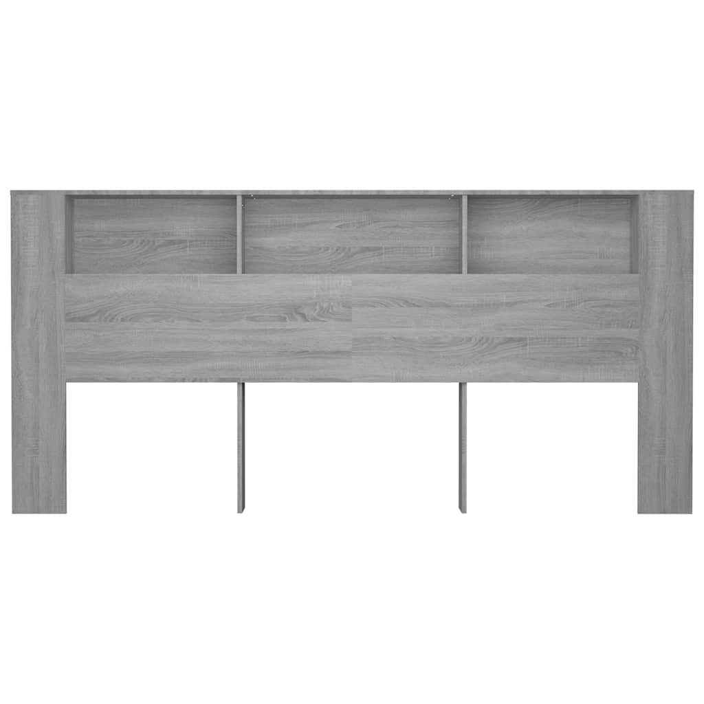Kopfteil mit Ablagen Grau Sonoma 220x18,5x104,5 cm