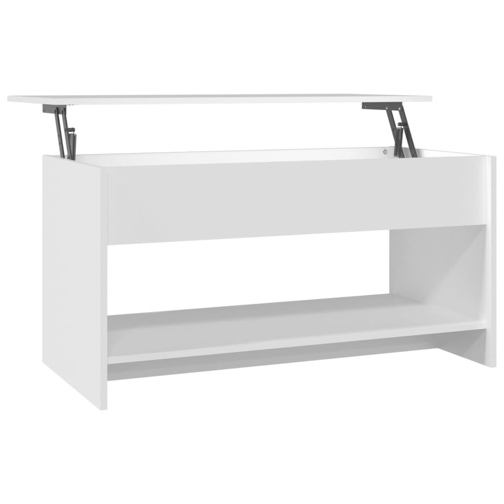 Table basse blanche 102x50x52,5 cm en bois