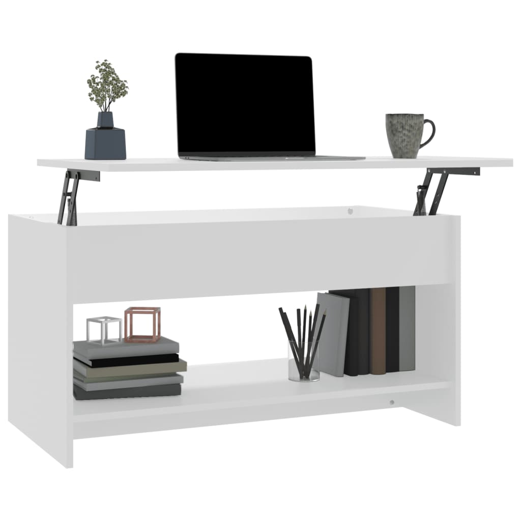 Table basse blanche 102x50x52,5 cm en bois