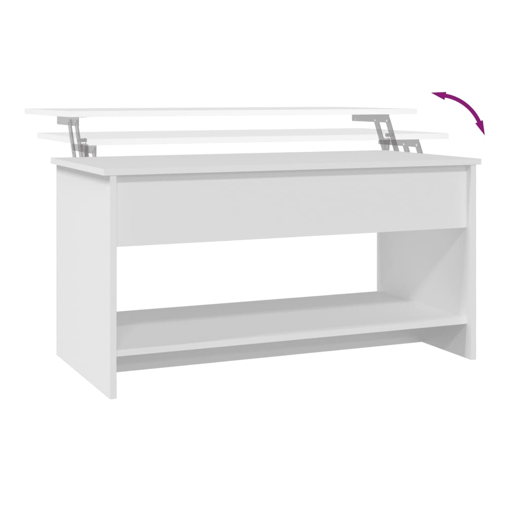 Table basse blanche 102x50x52,5 cm en bois