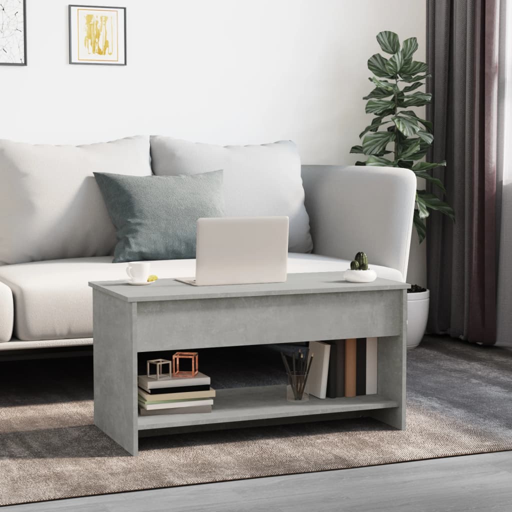 Table basse en béton gris 102x50x52,5 cm en bois