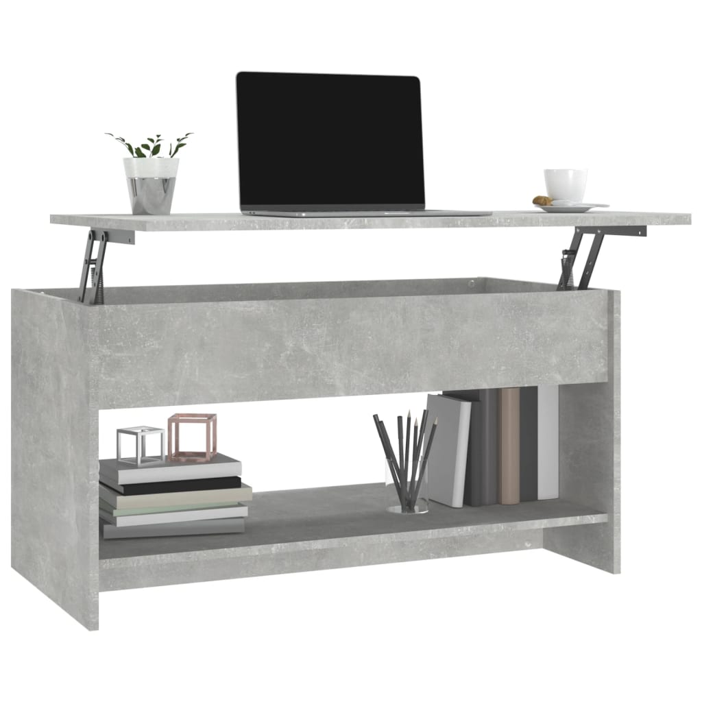 Table basse en béton gris 102x50x52,5 cm en bois