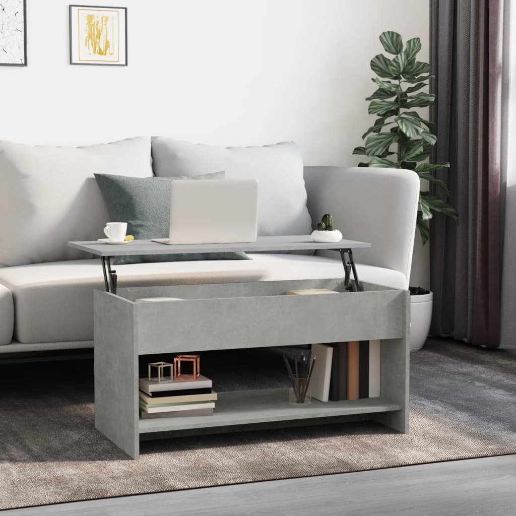 Table basse en béton gris 102x50x52,5 cm en bois