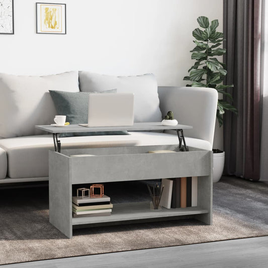 Table basse en béton gris 102x50x52,5 cm en bois