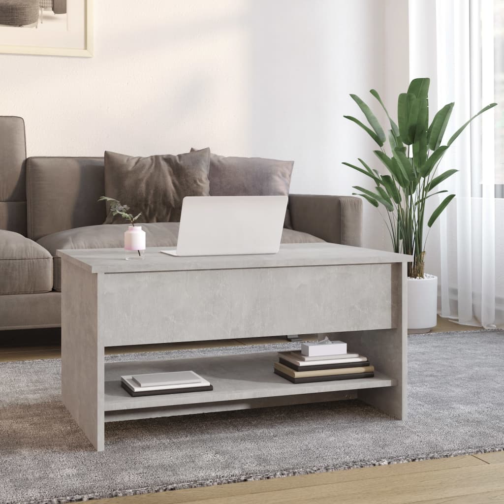 Table basse gris béton 80x50x40 cm en bois