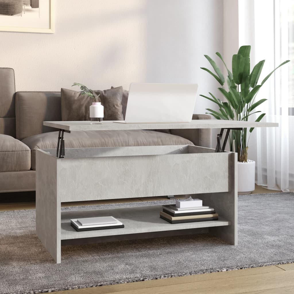 Table basse gris béton 80x50x40 cm en bois