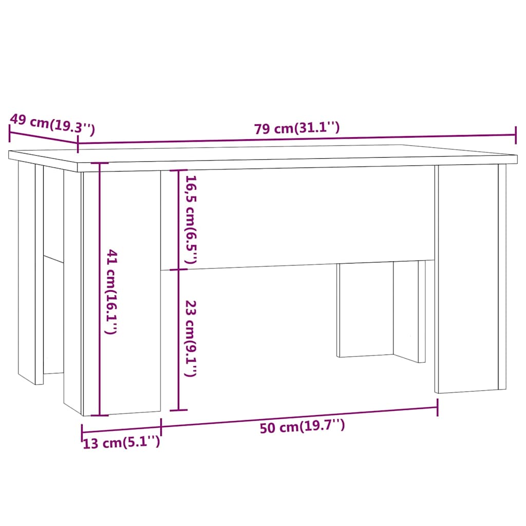Couchtisch Schwarz 79x49x41 cm Holzwerkstoff