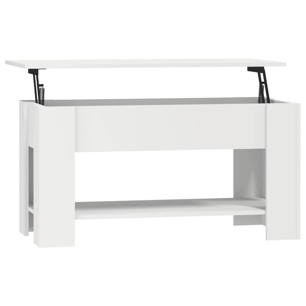 Table basse blanche 101x49x52 cm en bois