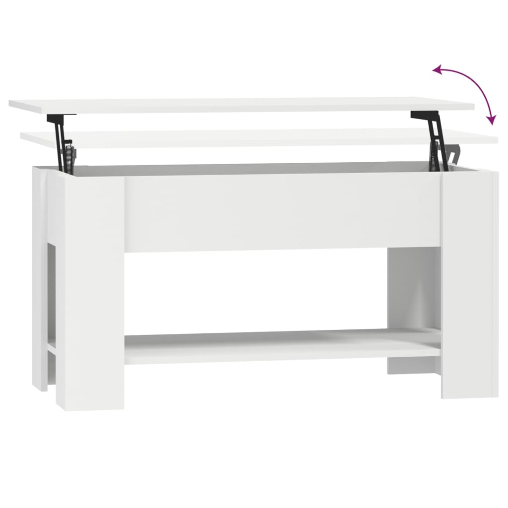 Table basse blanche 101x49x52 cm en bois