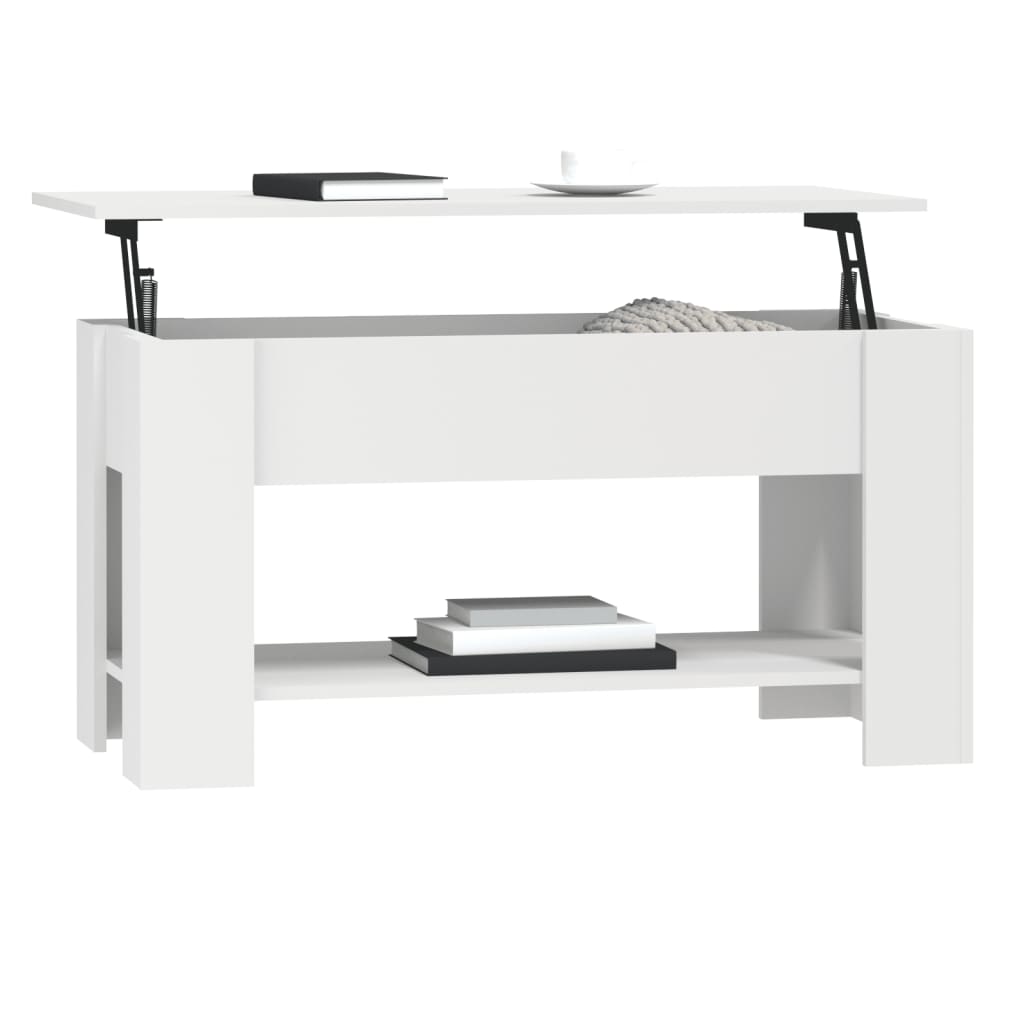 Table basse blanche 101x49x52 cm en bois