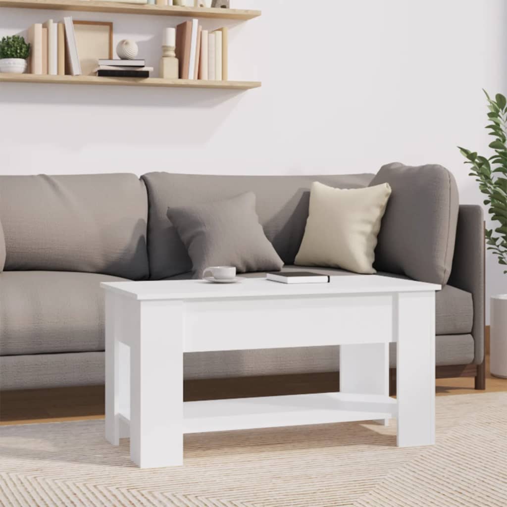 Table basse blanche 101x49x52 cm en bois