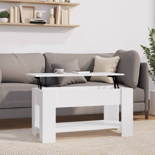 Table basse blanche 101x49x52 cm en bois