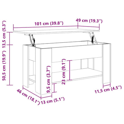 Couchtisch Sonoma-Eiche 101x49x52 cm Holzwerkstoff