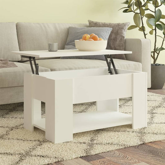 Table basse blanche 79x49x41 cm en bois