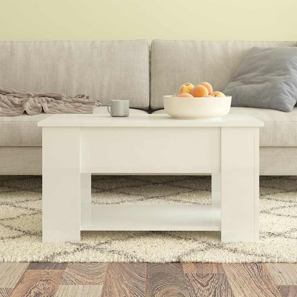 Couchtisch Hochglanz-Weiß 79x49x41 cm Holzwerkstoff