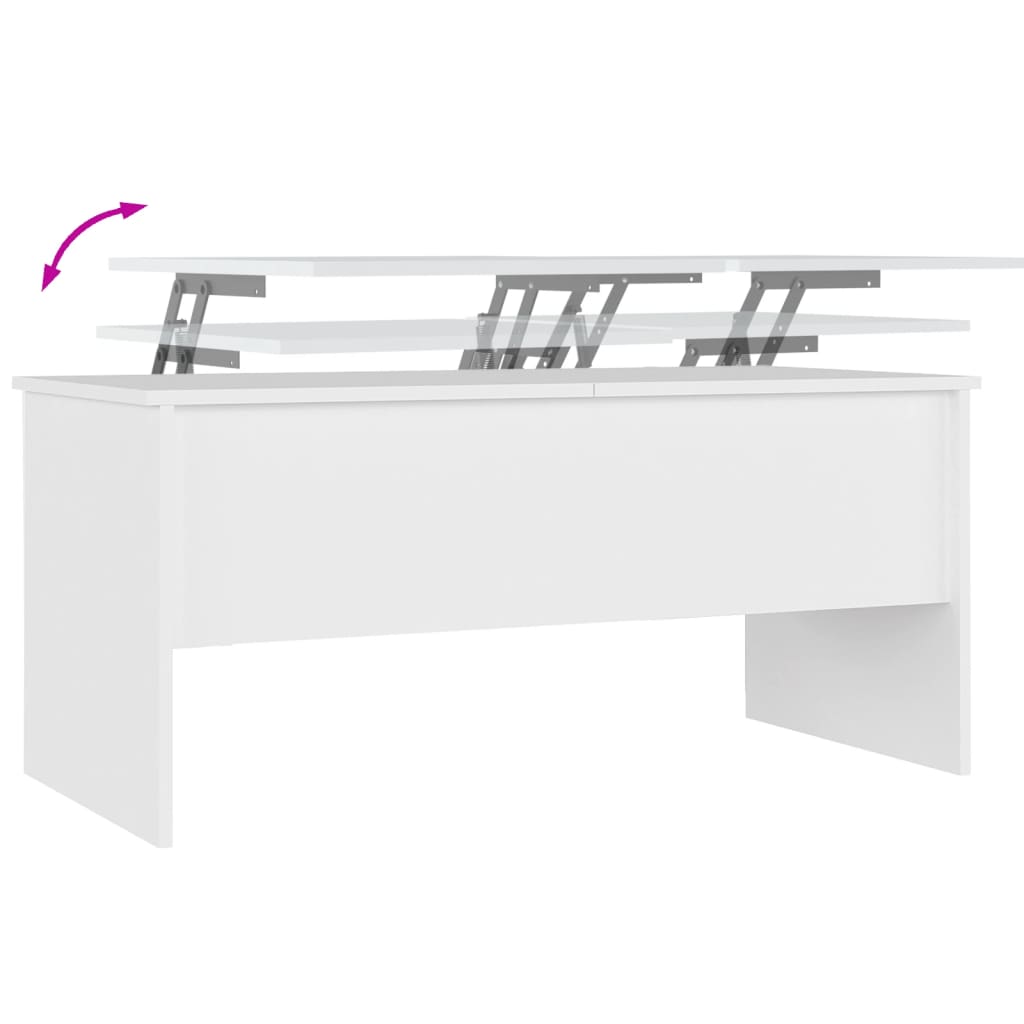 Table basse blanche 102x50,5x46,5 cm en bois