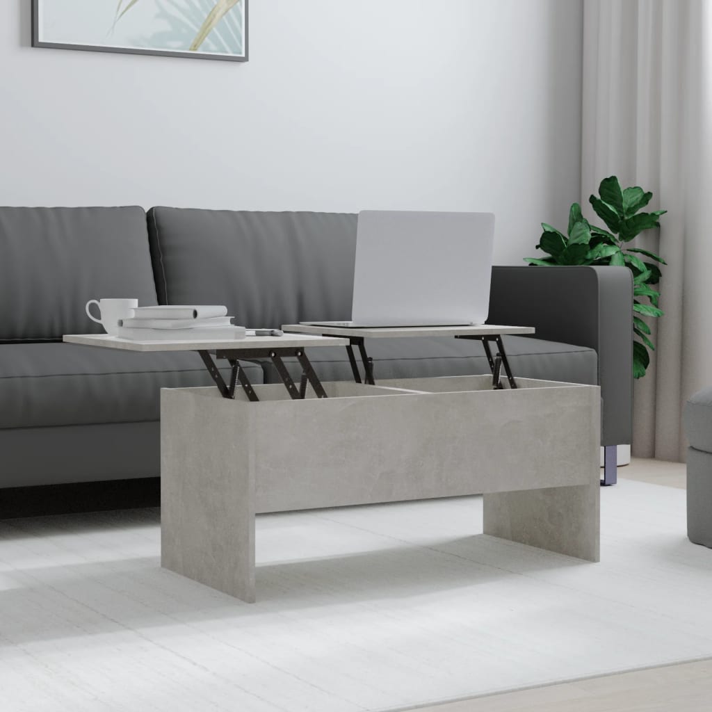 Table basse en béton gris 102x50,5x46,5 cm en bois