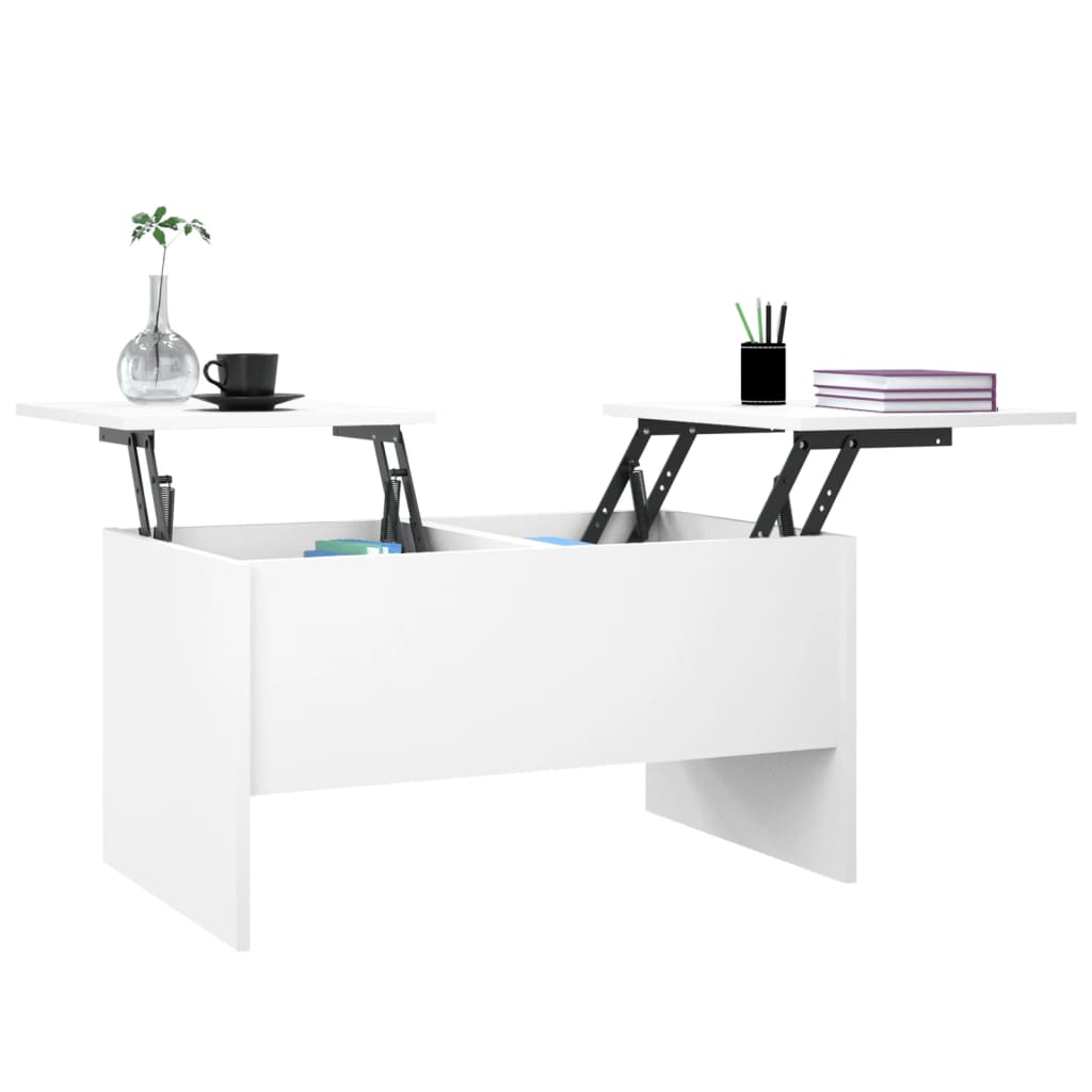 Table basse blanche 80x50x42,5 cm en bois