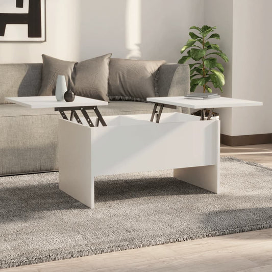 Table basse blanche 80x50x42,5 cm en bois