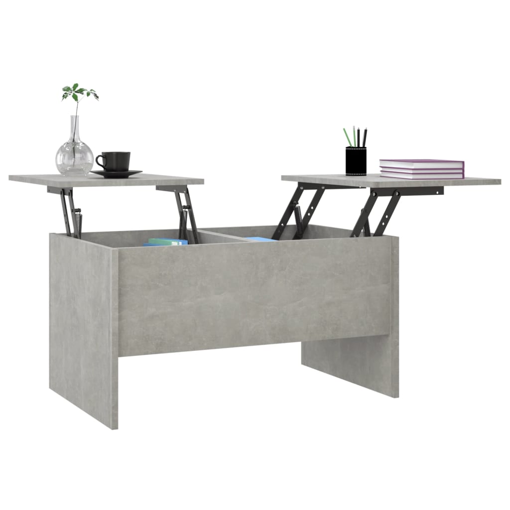 Table basse gris béton 80x50x42,5 cm en bois