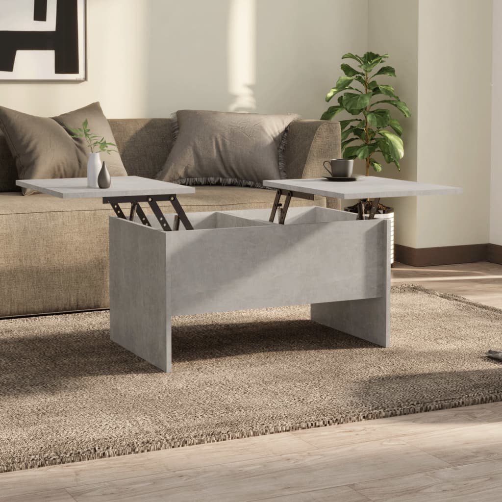 Table basse gris béton 80x50x42,5 cm en bois