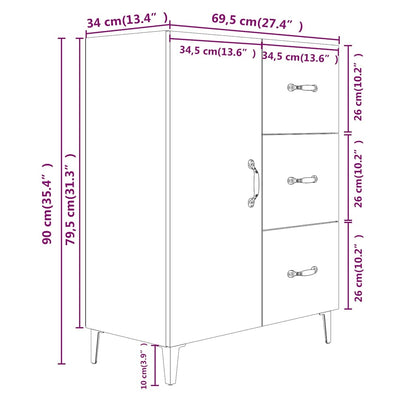 Sideboard Betongrau 69,5x34x90 cm Holzwerkstoff