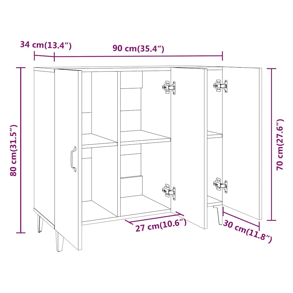 Sideboard Betongrau 90x34x80 cm Holzwerkstoff