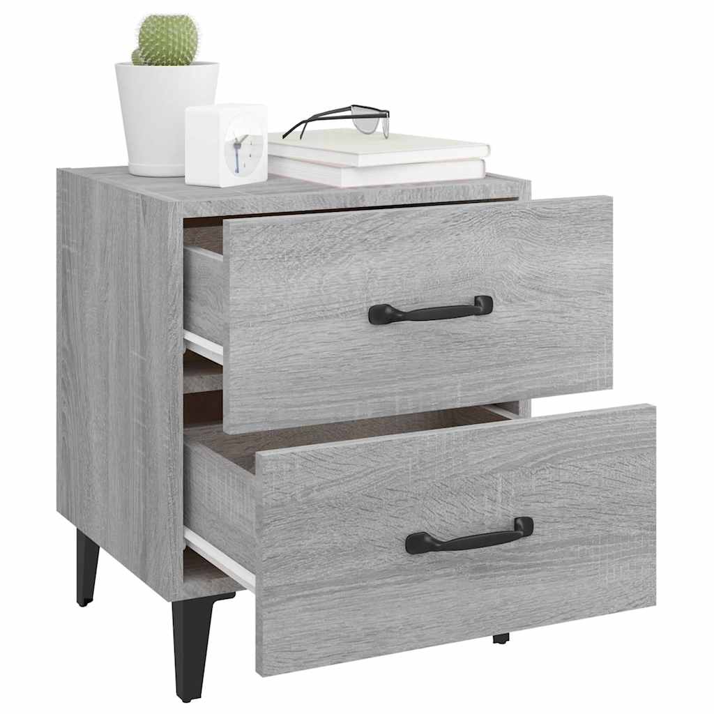 Nachttische 2 Stk. Grau Sonoma 40x35x47,5 cm