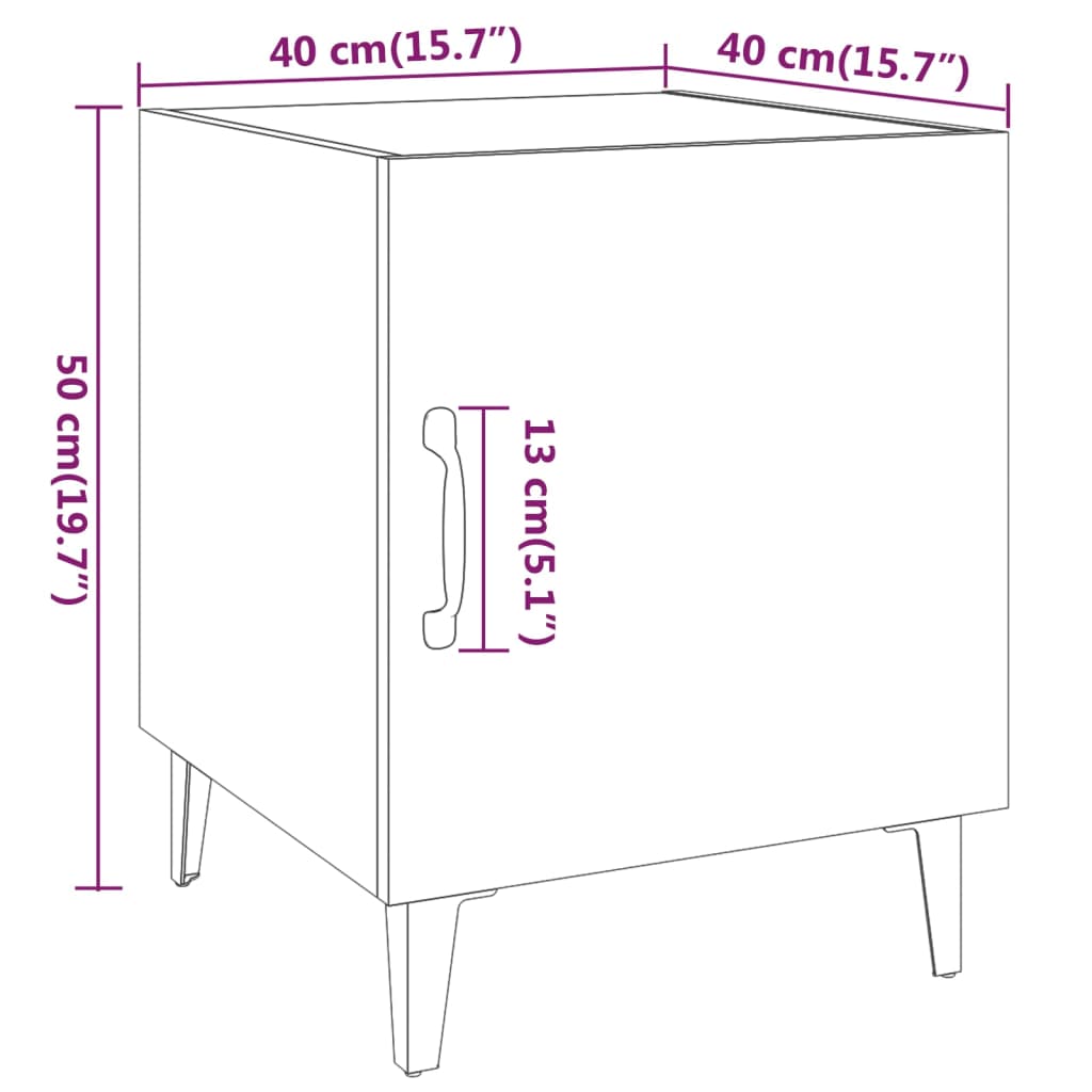 Table de chevet en bois aspect chêne marron