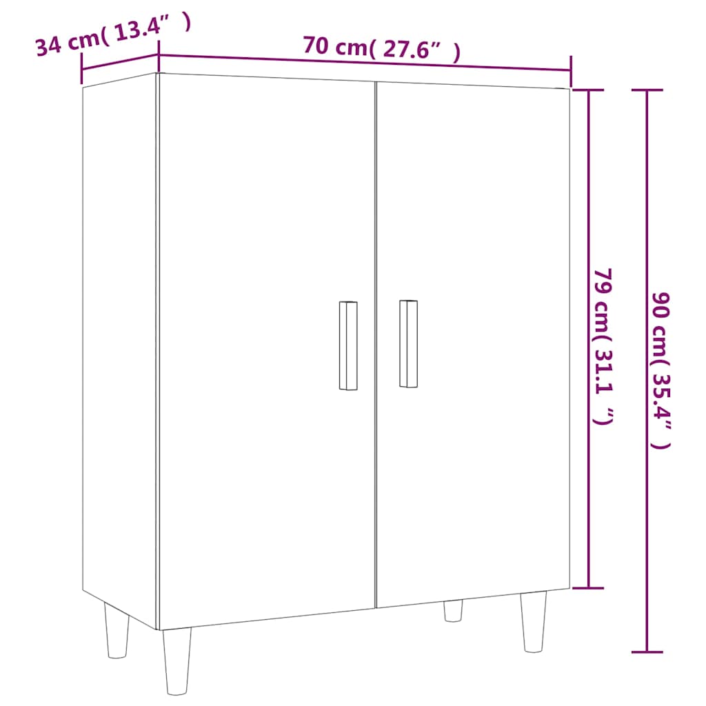 Sideboard Grau Sonoma 70x34x90 cm Holzwerkstoff