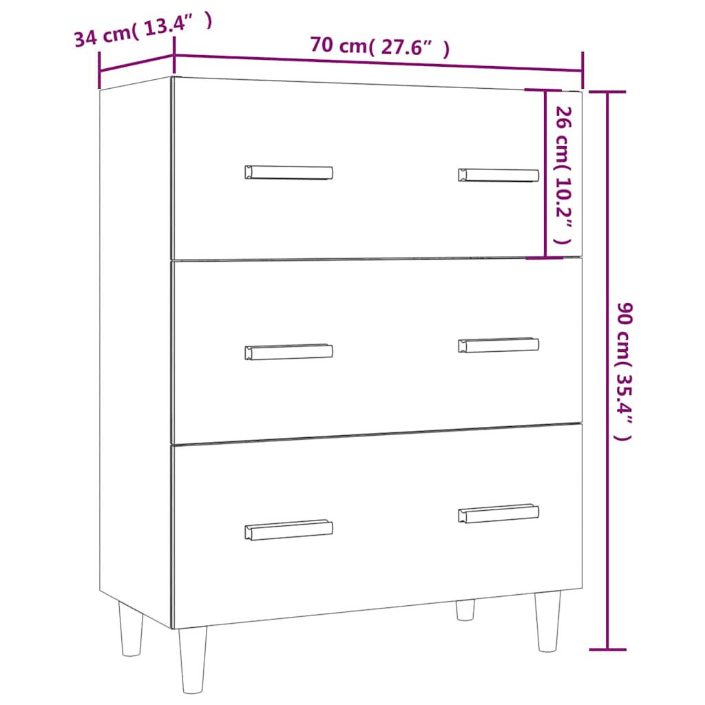 Sideboard Räuchereiche 70x34x90 cm Holzwerkstoff
