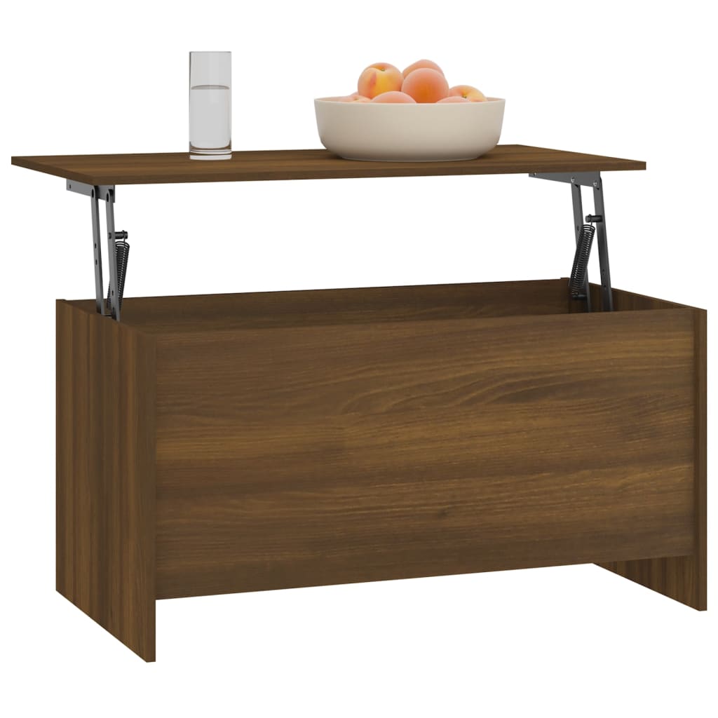 Table basse aspect chêne marron 102x55,5x52,5 cm matériau bois