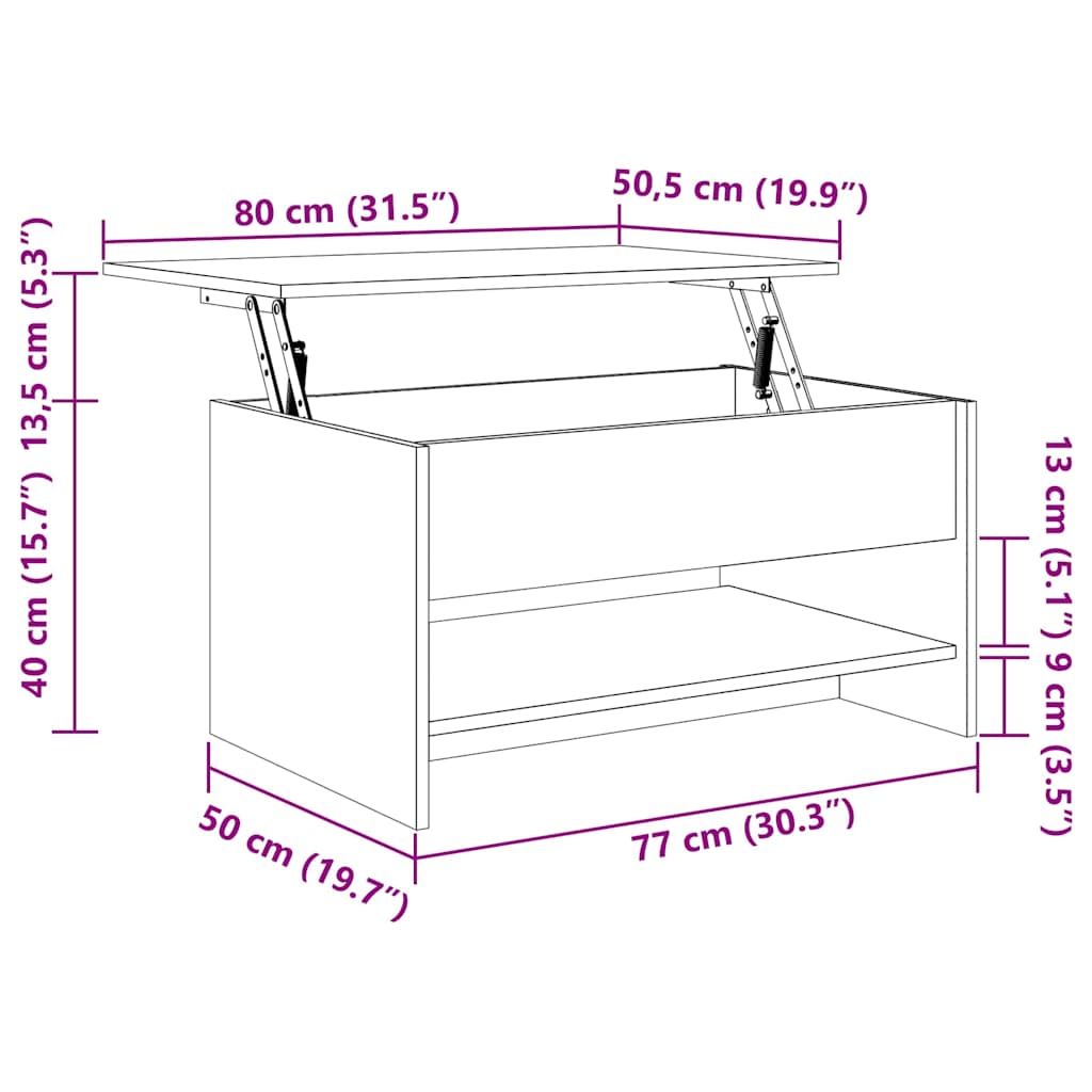 Couchtisch Braun Eichen-Optik 80x50x40 cm Holzwerkstoff