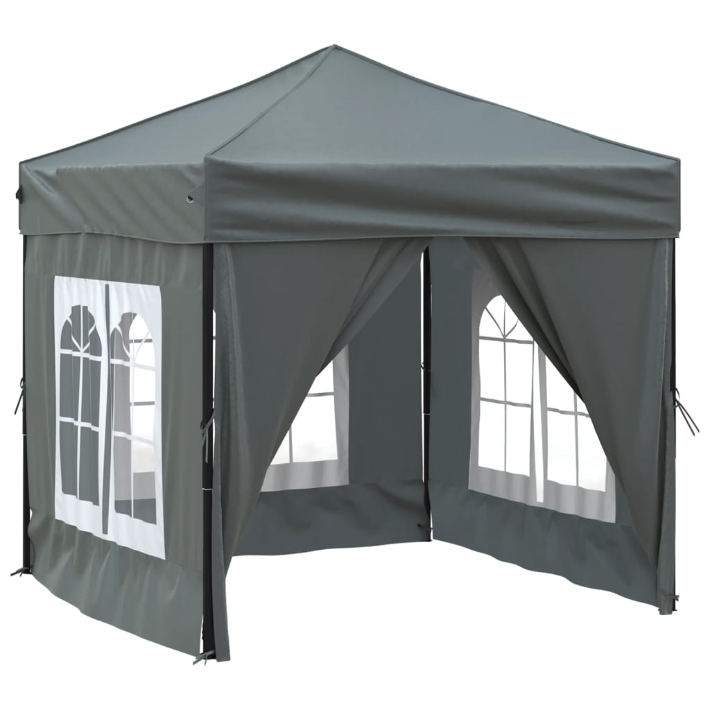 Tente de fête pliable avec parois latérales anthracite 2x2 m
