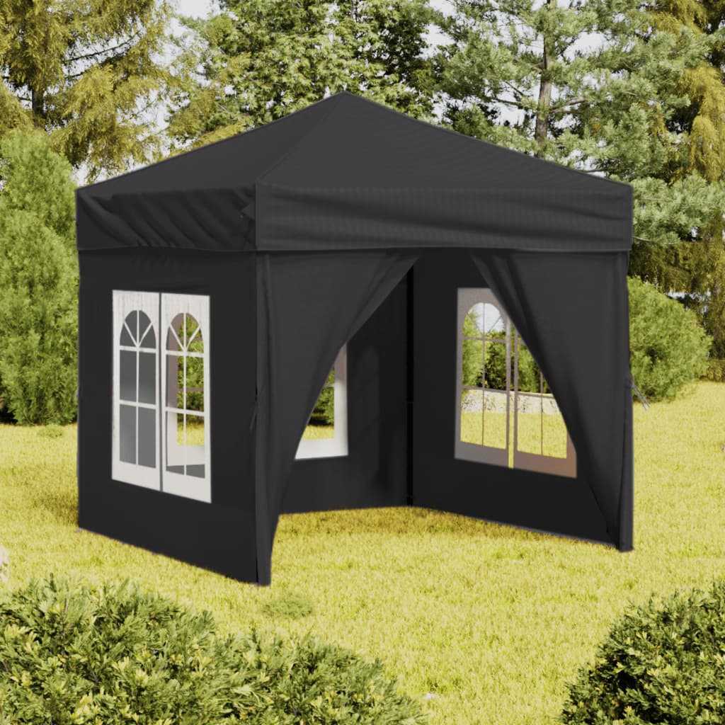 Tente de fête pliable avec parois latérales anthracite 2x2 m