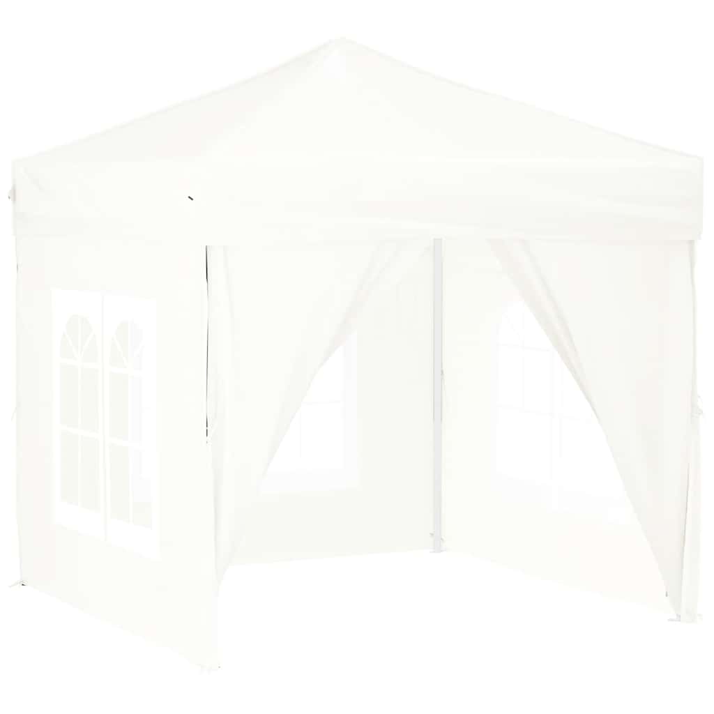 Tente de fête pliable avec parois latérales blanc 2x2 m