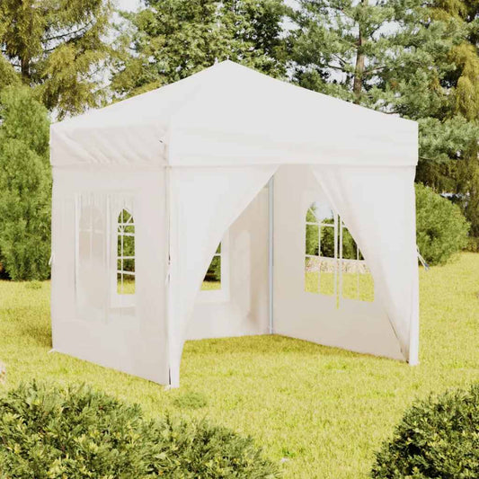 Tente de fête pliable avec parois latérales blanc 2x2 m