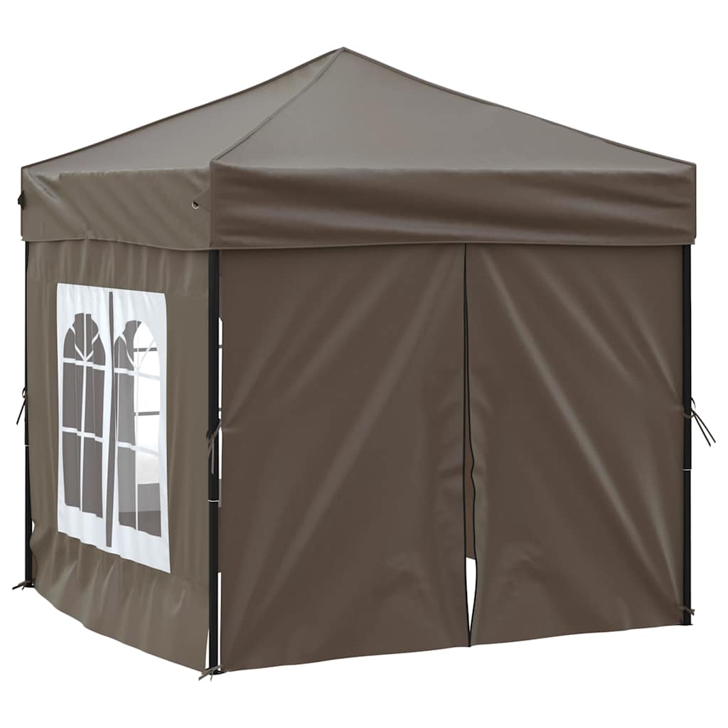 Tente de fête pliable avec parois latérales taupe 2x2 m
