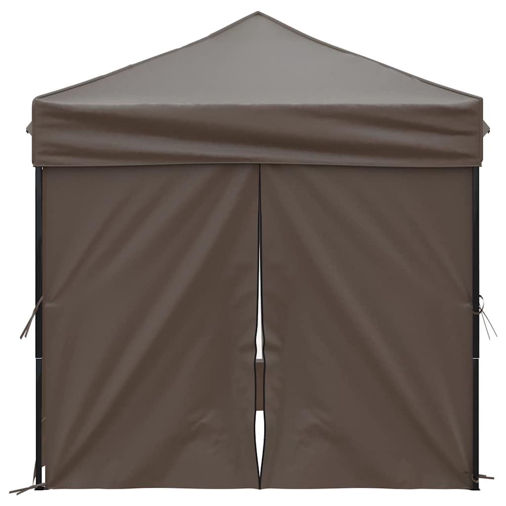 Tente de fête pliable avec parois latérales taupe 2x2 m