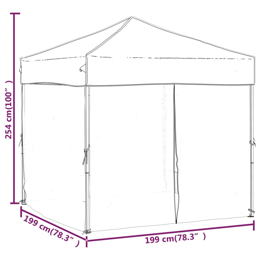 Tente de fête pliable avec parois latérales anthracite 2x2 m