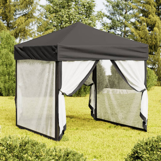 Tente de fête pliable avec parois latérales anthracite 2x2 m