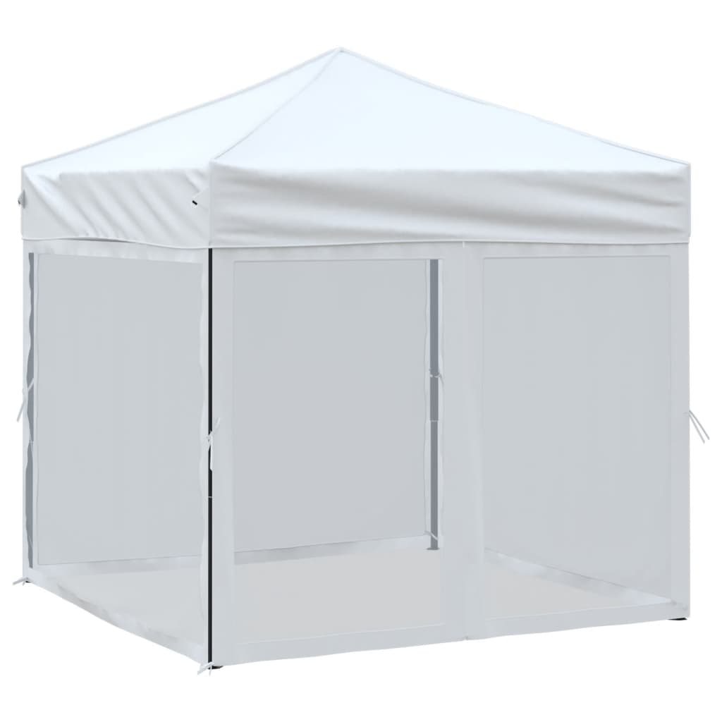 Tente de fête pliable avec parois latérales blanc 2x2 m