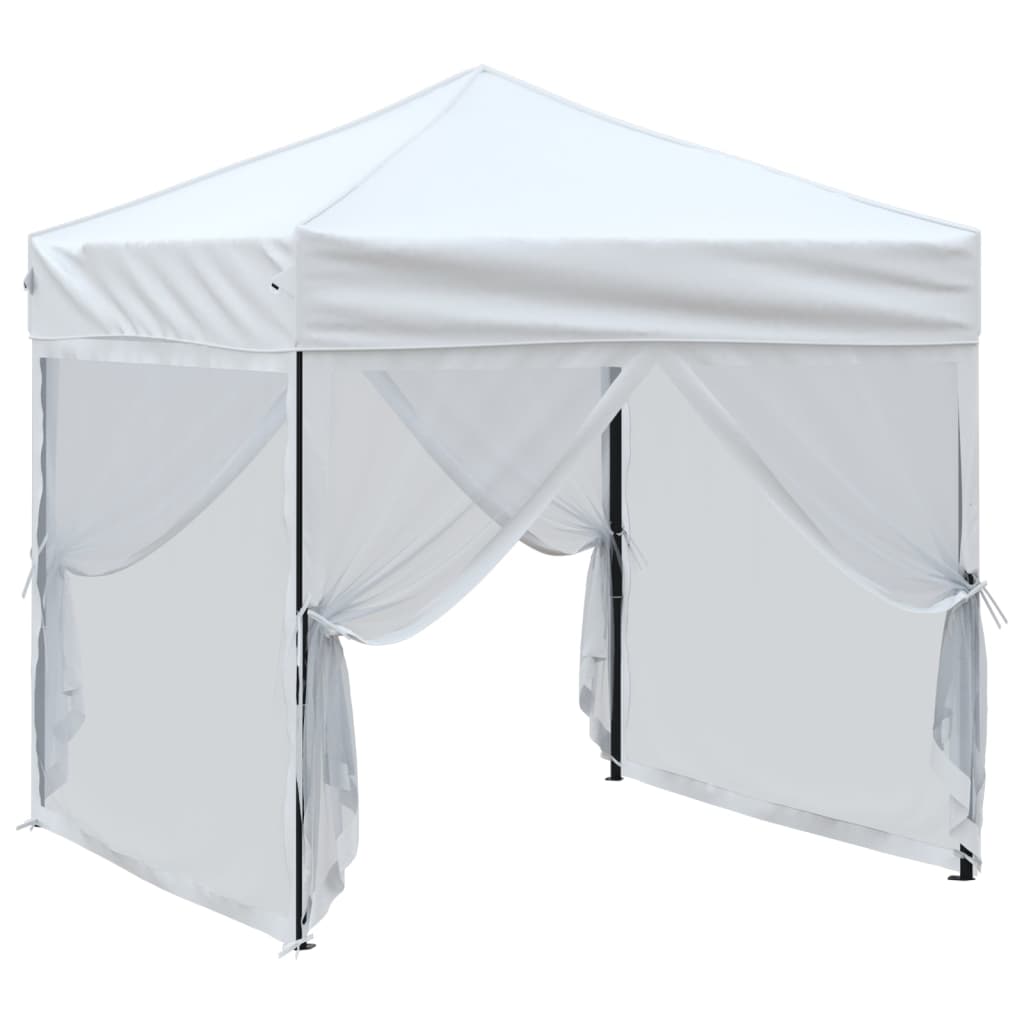Tente de fête pliable avec parois latérales blanc 2x2 m