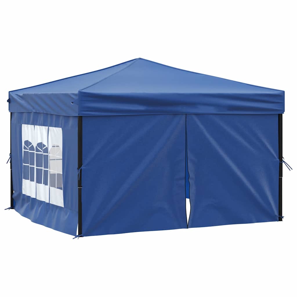 Tente de fête pliable avec parois latérales bleue 3x3 m
