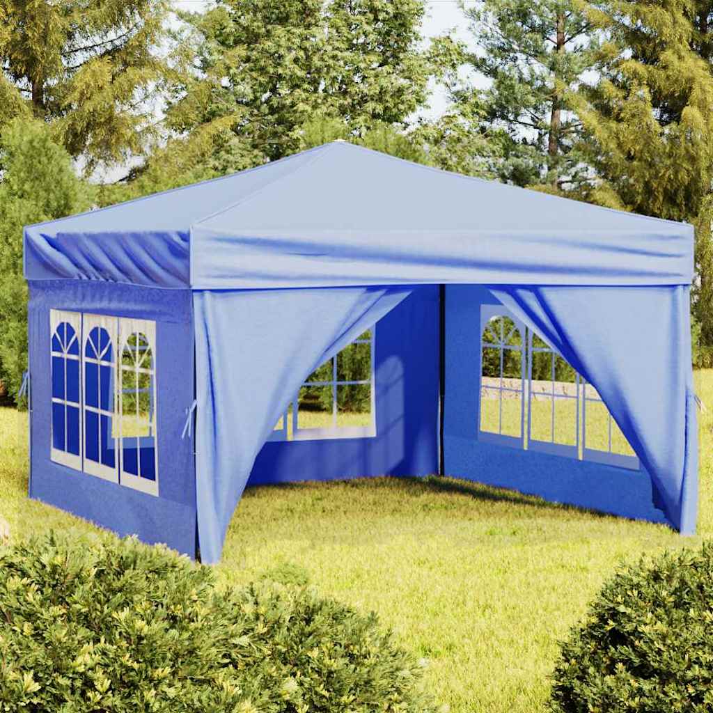 Tente de fête pliable avec parois latérales bleue 3x3 m